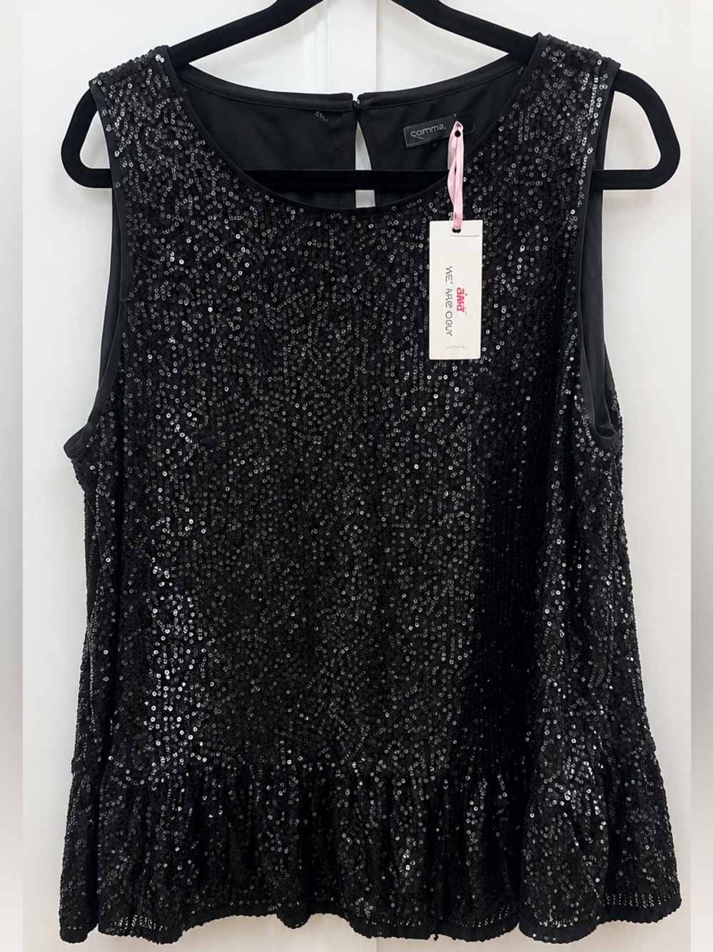 Vineyard Vines Black Sequin Sleeveless Top NWT XL Party Holiday Blouse